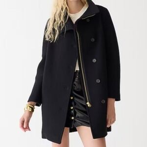 《 J.Crew 》Black Villa Stadium Cloth Coat